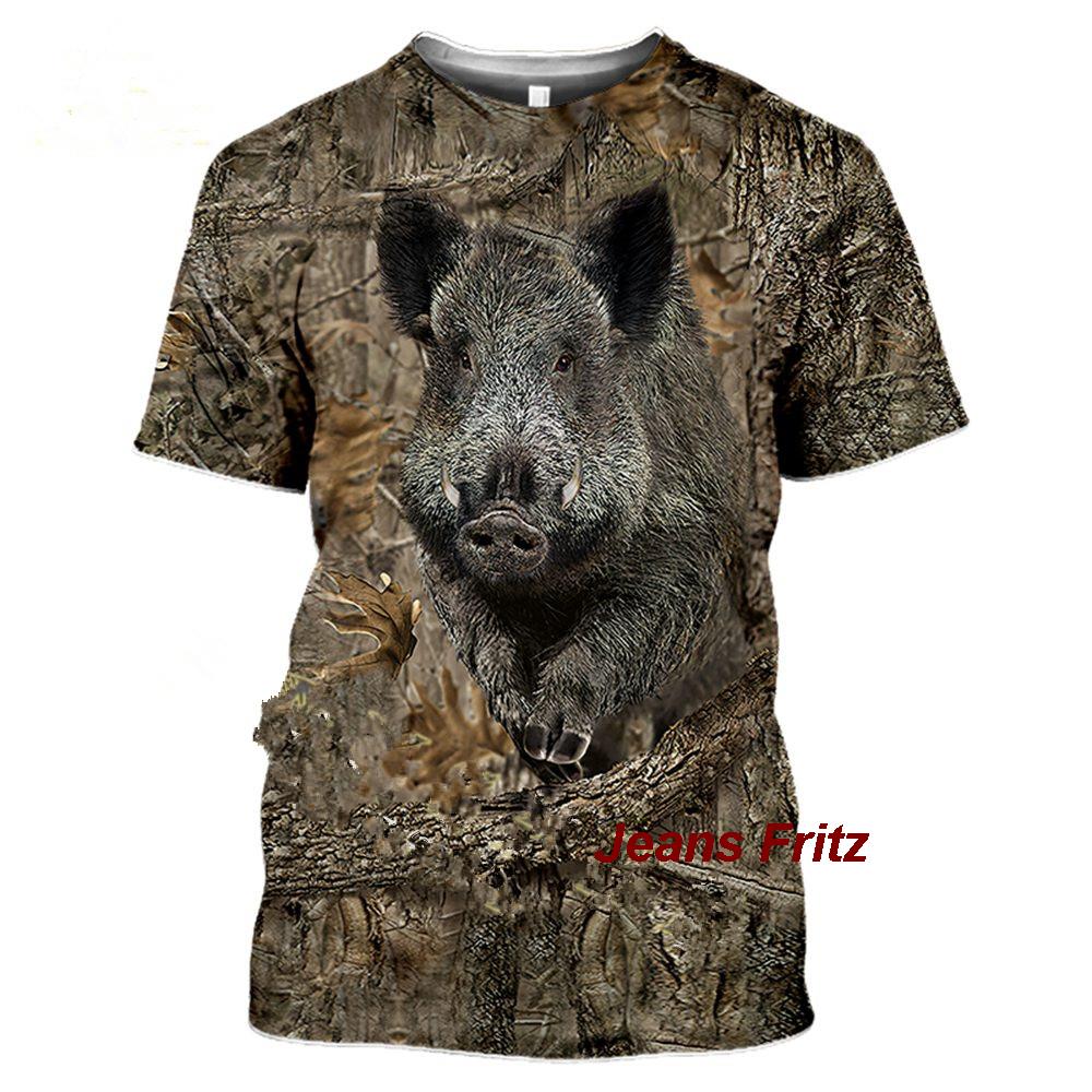 Wildman Hunting & Outdoor Polokwane - メンズ半袖Tシャツ,カモフラージュ,動物,野生,3D,夏,レジャー,ファッショナブル,ストリート,2023