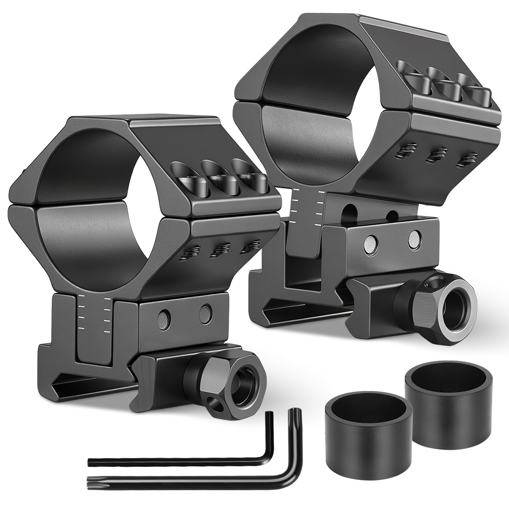Hunting Outdoors - ユニークファイヤー ライフルスコープリング、1インチ（25.4mm）-30mm、角度と高さ調整可能な懐中電灯マウント、20mmピカティニーレール対応