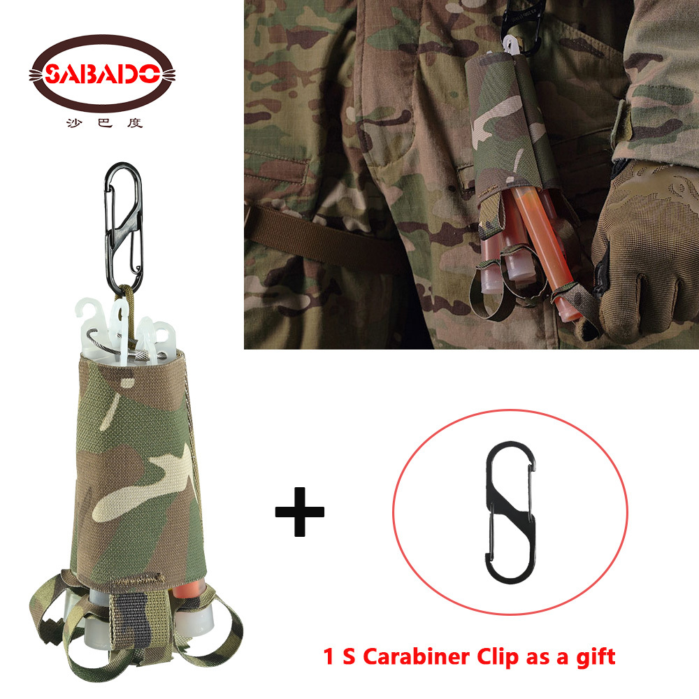 Hunting And Outdoor Stores - セイバー-カラビナクリップ付きタクティカルクロームライトホルダー、グロースティック、ストアポーチ、屋外ハンティング用のケミカルライトキーパー、6パック