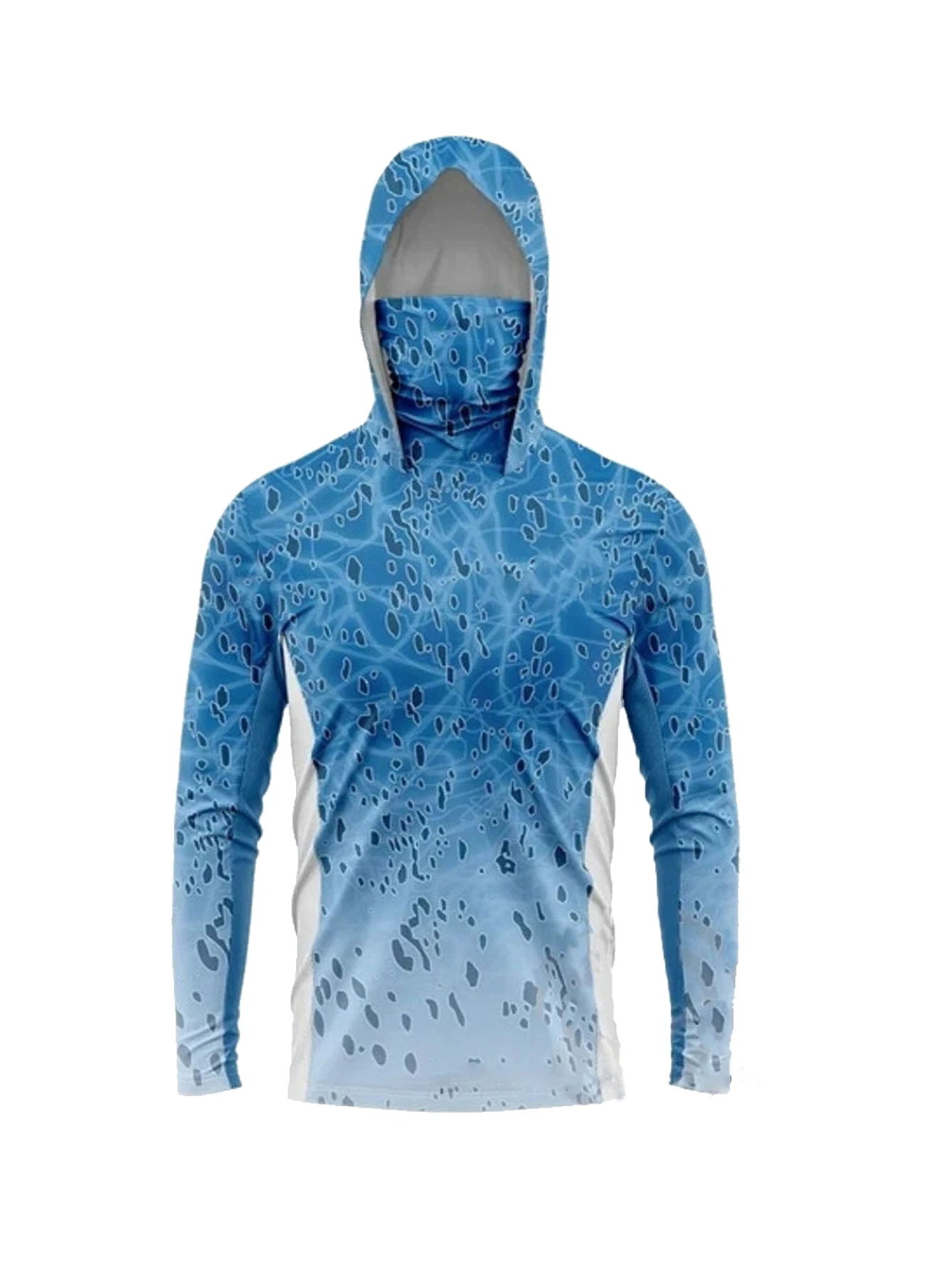 Hunting Outdoors - メンズ長袖フィッシングフーディーマスク、UVカット日焼け防止服、フィッシュシャツ、ハンティングフィッシュジャージ、UPF 50+
