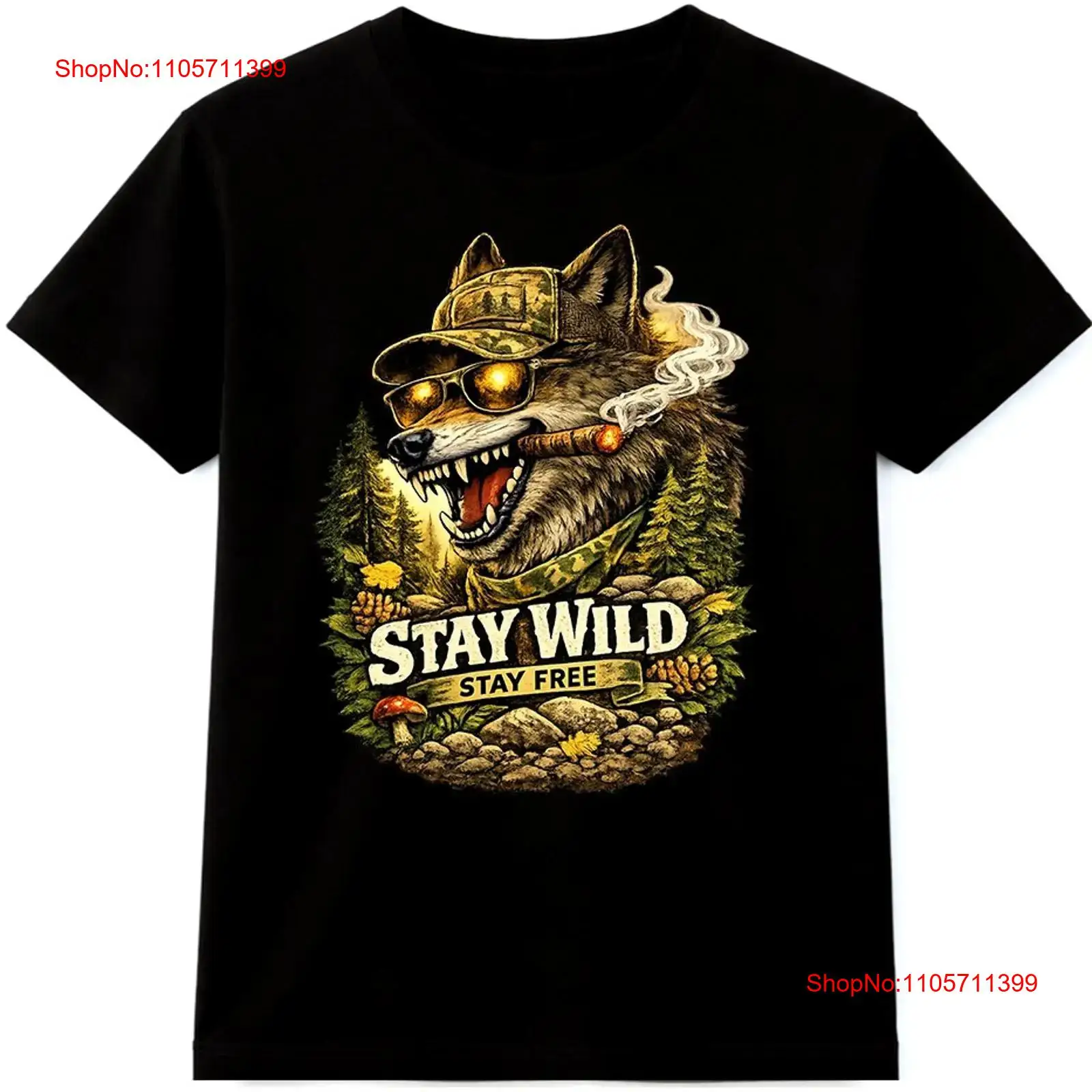 Wildman Hunting & Outdoor Price List - ウルフ T シャツ ステイ ワイルド フリー
