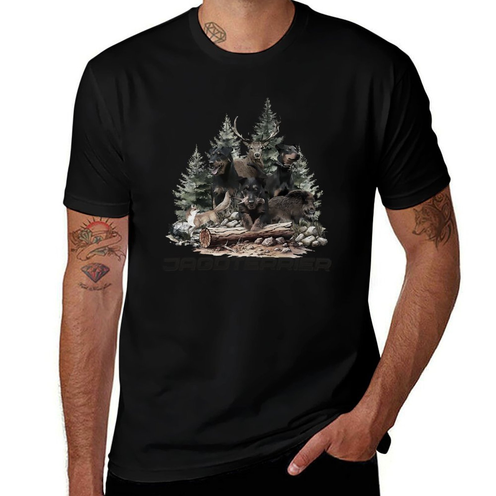 Wildman Hunting & Outdoor Polokwane - ジャーマン・ハンティング・テリアは野生の狩猟の仲間です Tシャツ 高弾性スポーツTシャツ