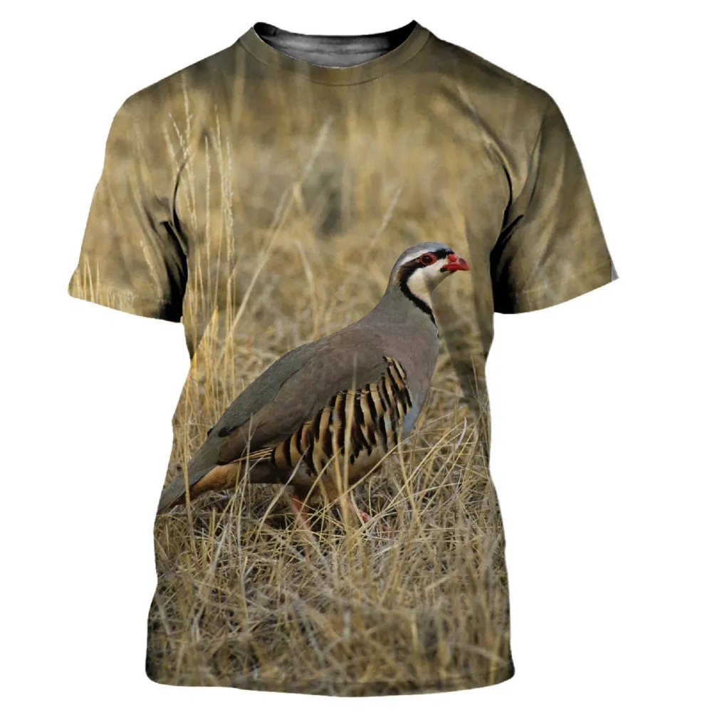 Hunting Quail - メンズ半袖ラウンドネックTシャツ,カジュアル,カモフラージュ,ハンティング,動物とウズラのパターン,特大,ファッショナブル,新品,夏
