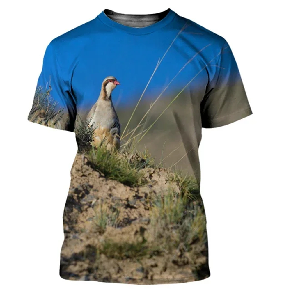 夏の動物ウズラ 3D プリント Tシャツ迷彩狩猟男性 O ネ - Hunting Quail のレビューと価格