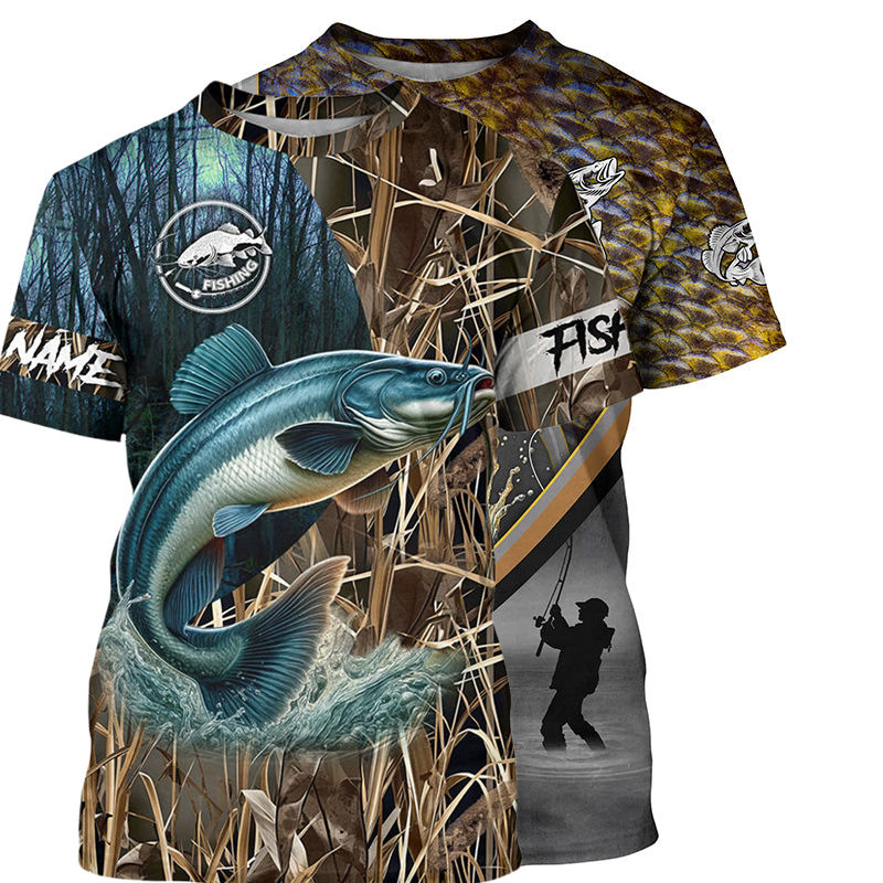 新しい釣りカモフラージュ柄ハンティング3DプリントTシャツ  - Outdoor Hunting Names のレビューと価格