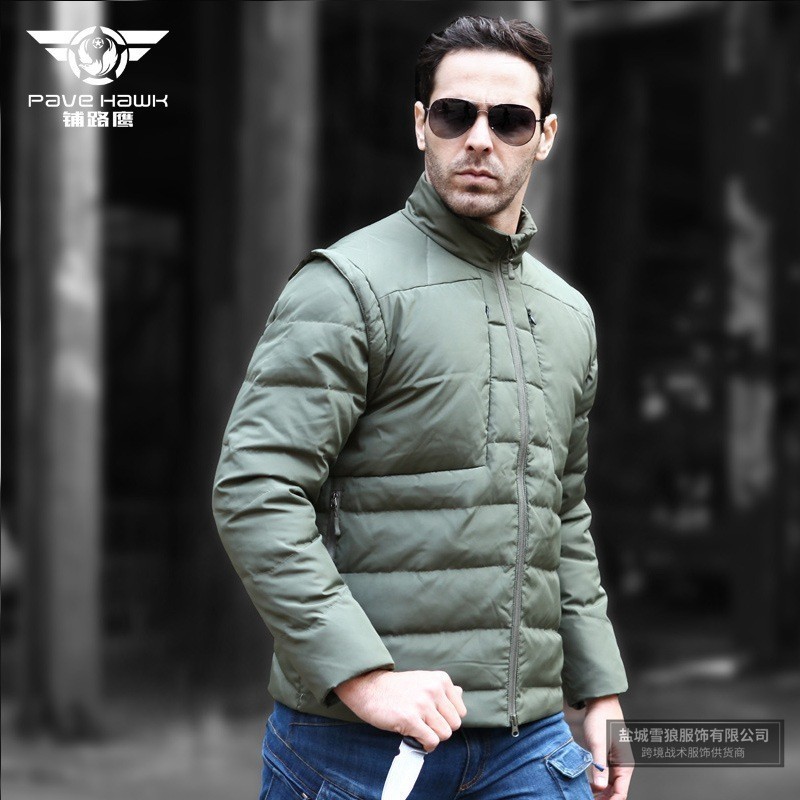 男性用の取り外し可能なサーマルダウンジャケット,防風コート, - Outdoor Hunting Events のレビューと価格