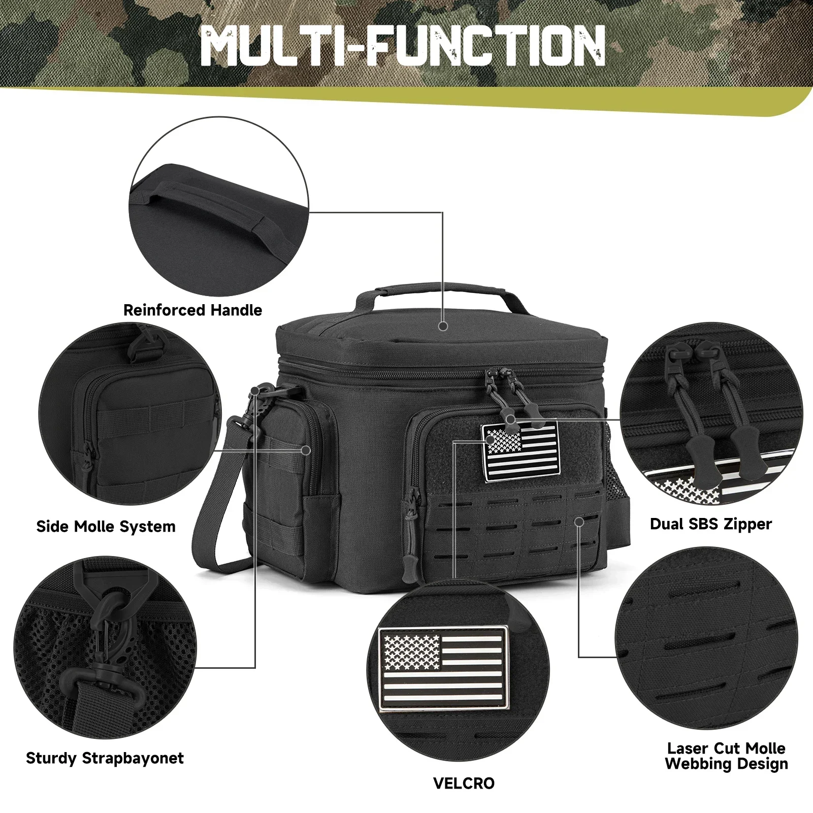13L 戦術的なサーマルクーラーバッグピクニッククーラーボッ - Outdoor Hunting Gear Storage のレビューと価格