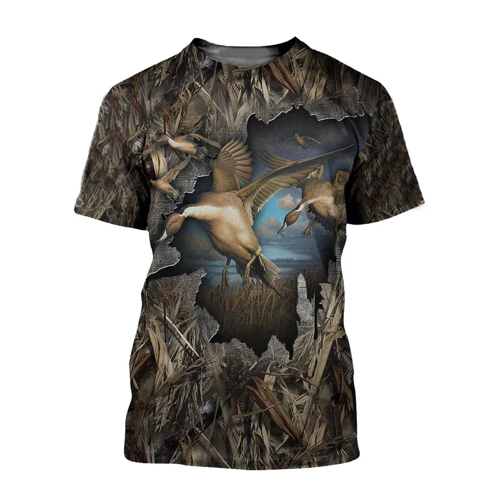 メンズ半袖ラウンドネックTシャツ,カジュアル,カモフラージュ - Hunting Quail のレビューと価格